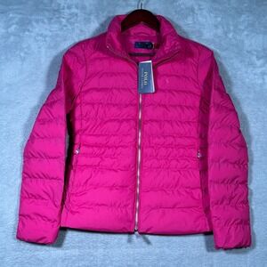 Ralph Lauren Jacket Womens XS Pink‎ Pony Puffer Full Zip Water Repellent